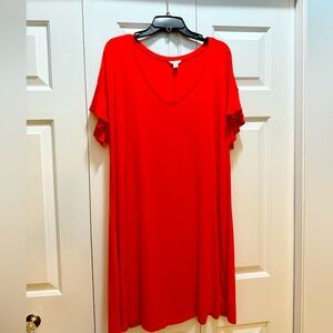 Elegant Red V-Neck Women's Dress